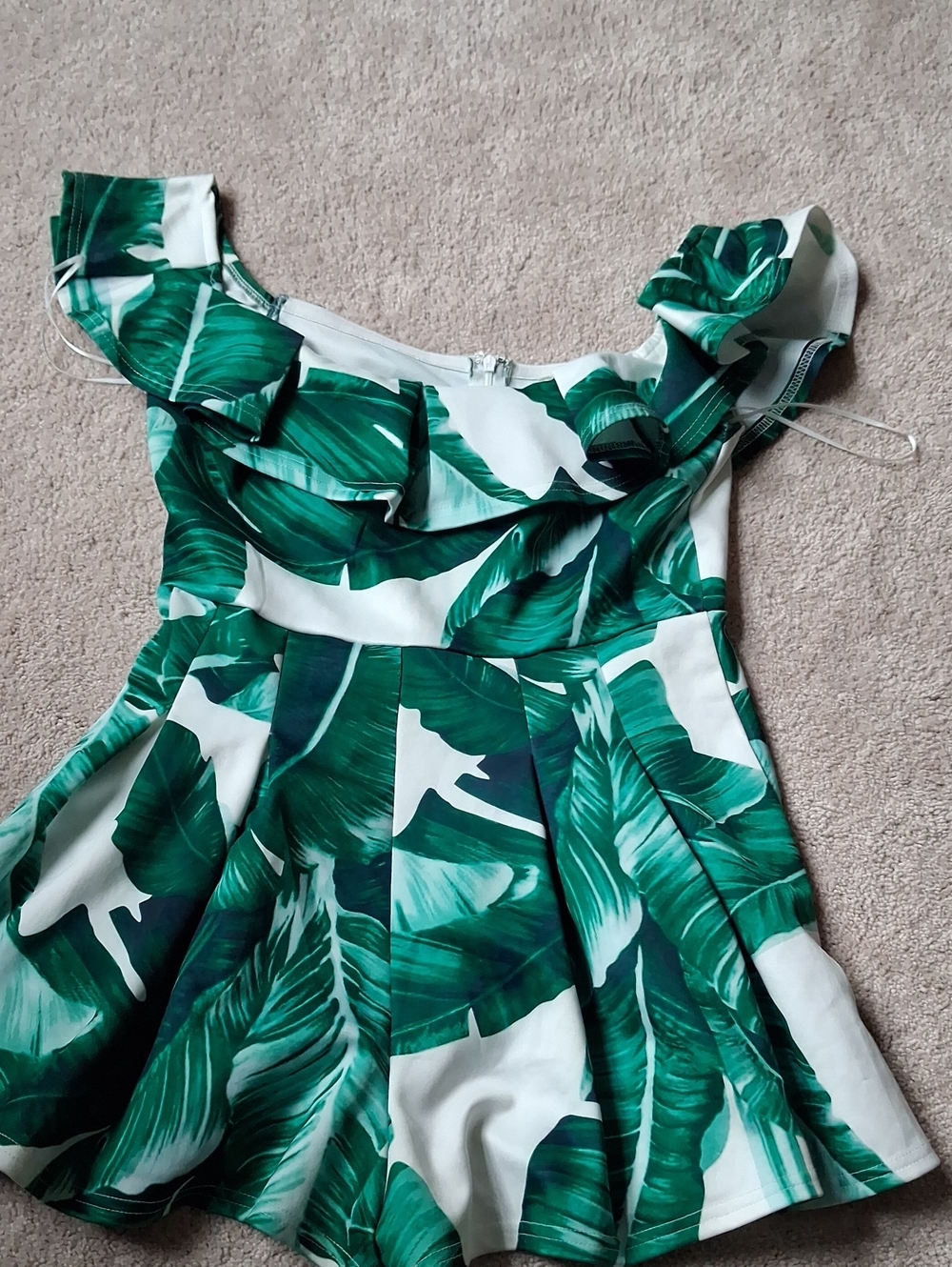 Luxxel Green Palm-Print Jumpsuit Romper